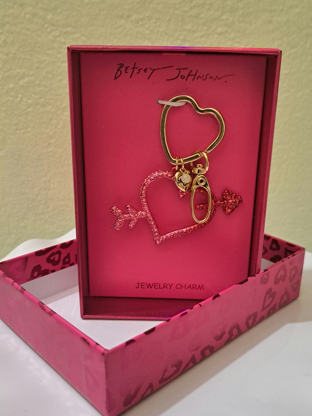 Betsey Johnson Heart Arrow Keychain Charm